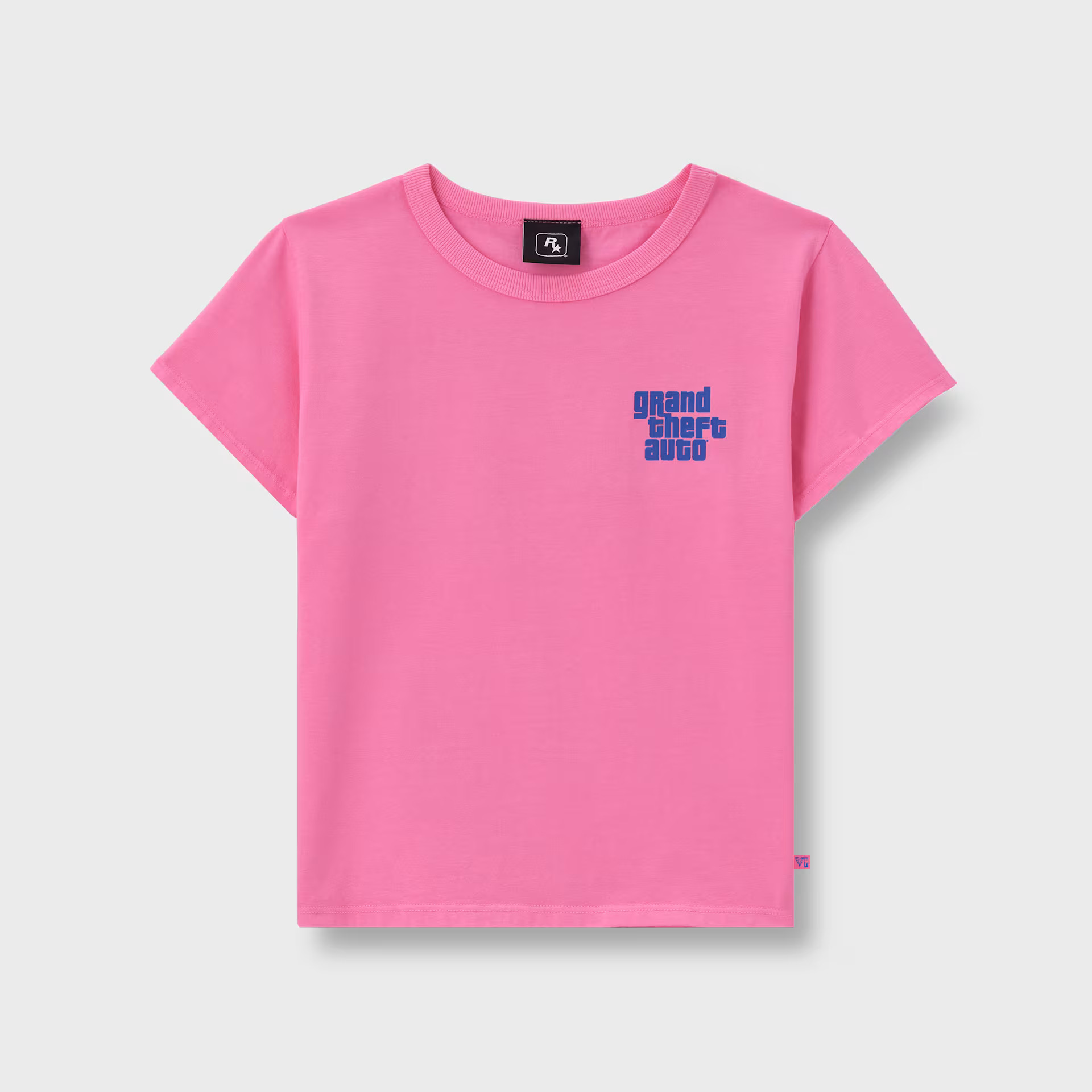 Pink Grand Theft Auto VI Women&rsquo;s Cropped Baby Logo Tee