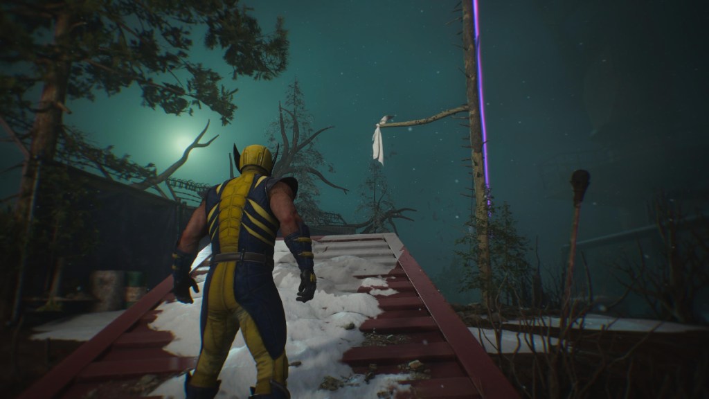 White paint and cloth markings in Nightmare Trials in Marvel's Wolverine.