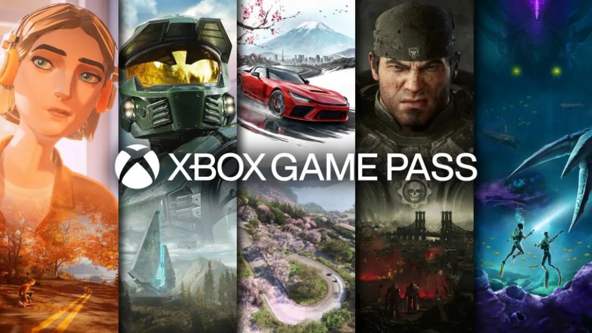 Xbox Game Pass official image with games such as Halo: Campaign Evolved, Forza Horizon 6, Gears of War, and more.