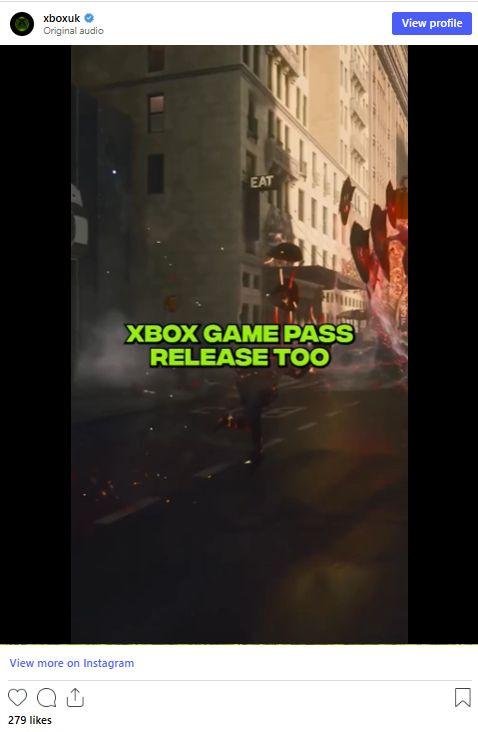 Xbox UK Instagram Post about Control Resonant game pass release