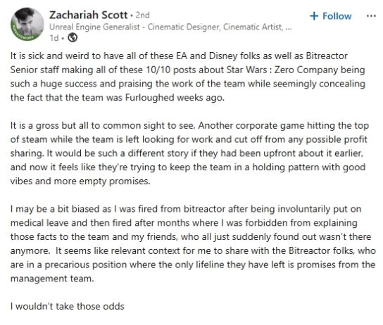 Star Wars Zero Company Dev Zachariah Scott on LinkedIn