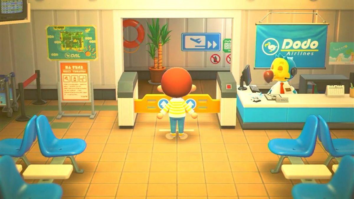 Departing from Dodo Airlines in Animal Crossing New Horizons