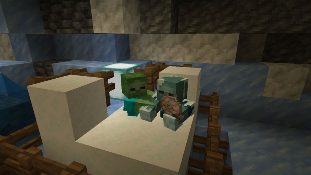 Drowned converting into a zombie in powdered snow