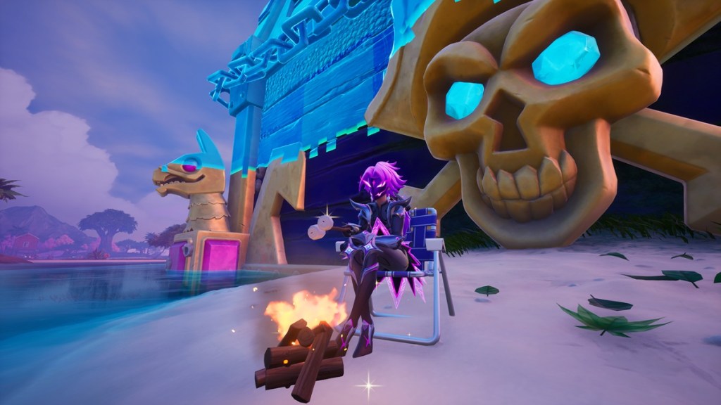 Emoting in front of One Piece chest in Fortnite