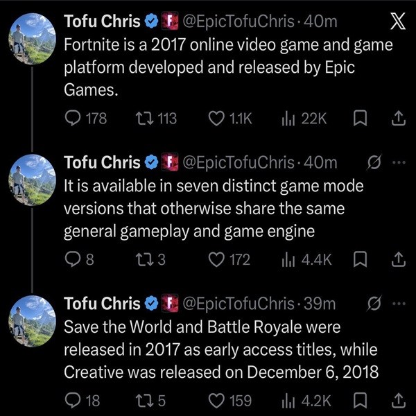 Epic Tofu Chris hinting at Fortnite 2