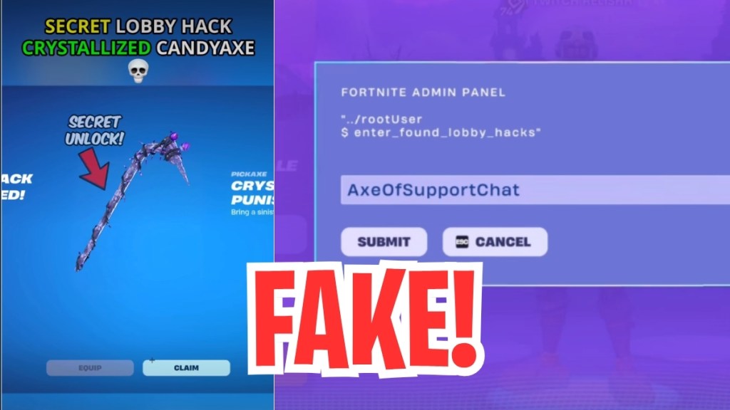 Fake Crystal Candy Axe Lobby Hack in Fortnite