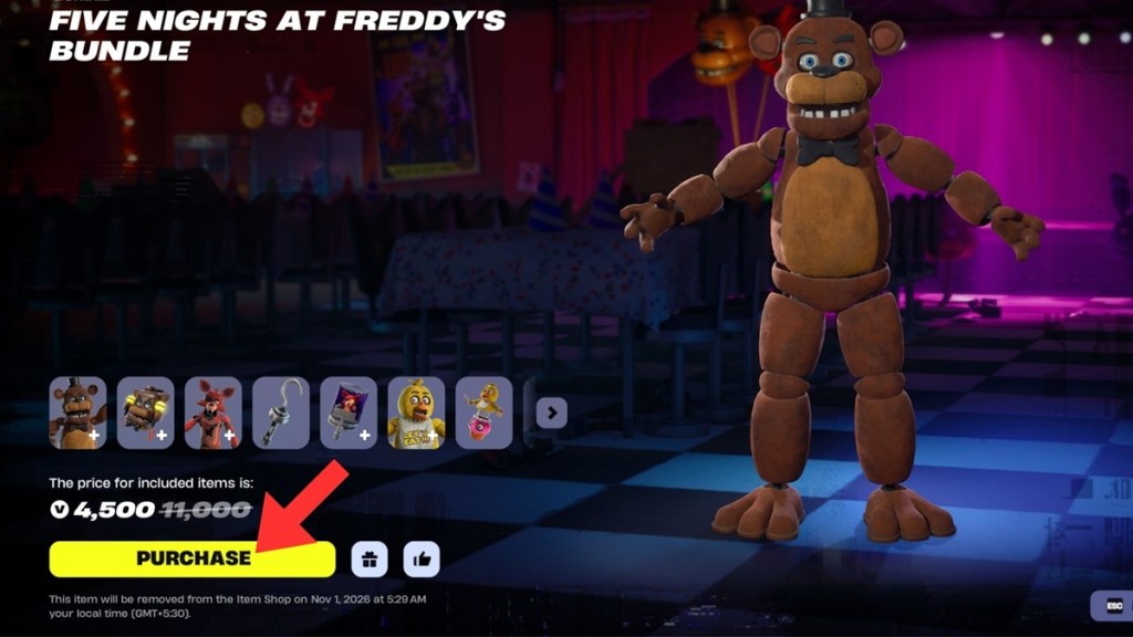 FNAF Bundle in Fortnite Item Shop