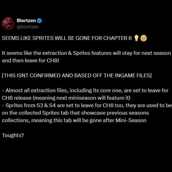 Fortnite leaker talking about Sprite extraction being removed from the game files