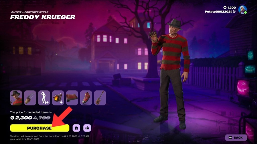 Freddy Krueger in Fortnite Item Shop