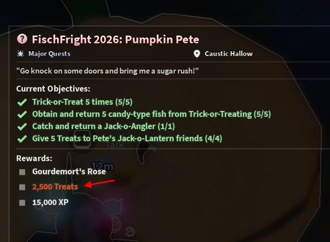 Get treats fast from FischFright 3 quests