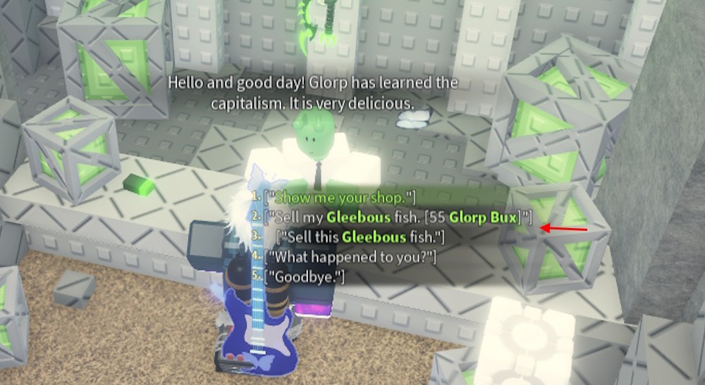 Gleebous fish sell for Glorp Bux in Fisch