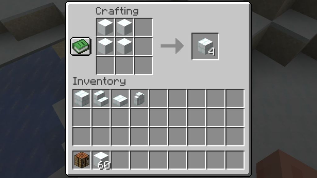 How to Craft Snow Bricks in Minecraft recipe
