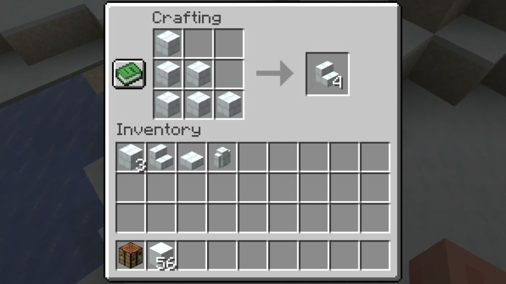 How to Make Snow Brick Block Stairs in Minecraft