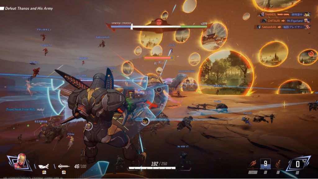 Iron Man fighting against Thanos in Avengers Endgame PvE mode in Marvel Rivals