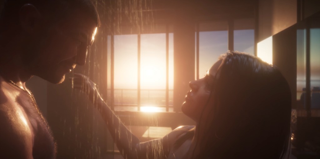 Jason and Lucia in shower