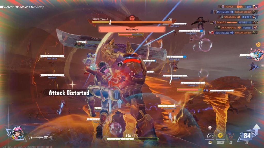 Jubilee fighting against Thanos in Avengers Endgame PvE mode in Marvel Rivals