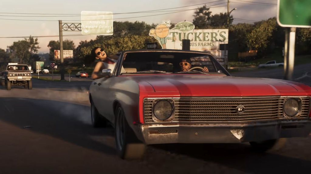 Lucia in a vehicle in GTA 6