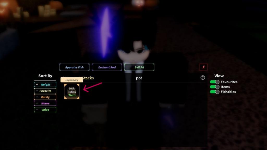 Luck Potion in inventory
