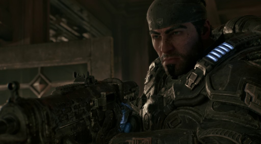 Marcus with weapon in E-Day