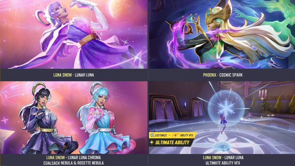 Marvel Rivals Season 10 Luna Snow and Phoenix Cosmic Skins