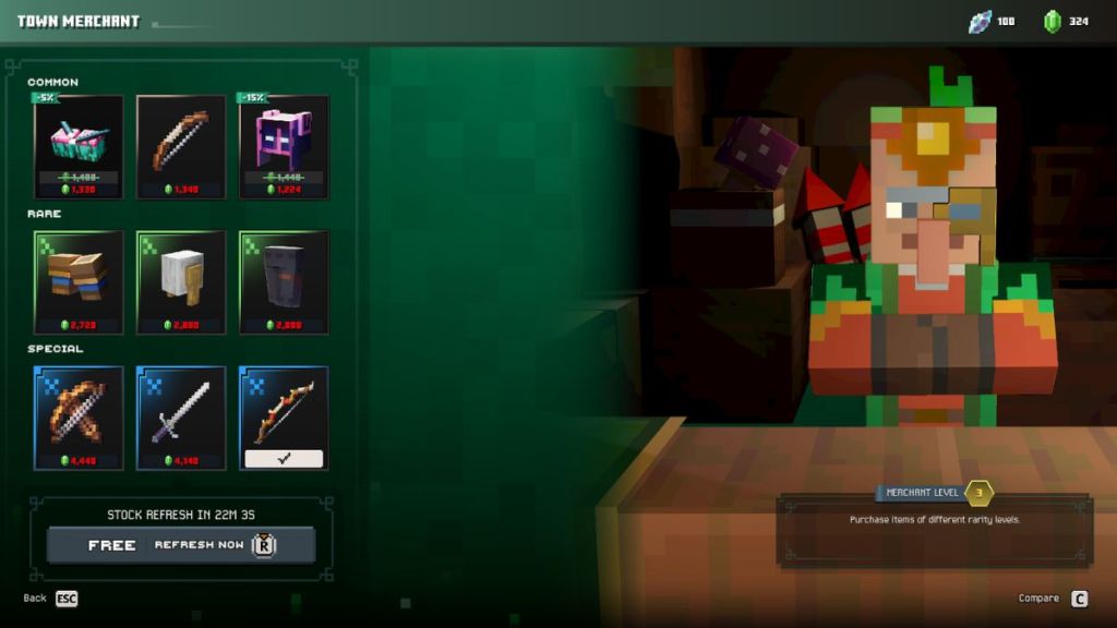 Minecraft Dungeons 2 town merchant