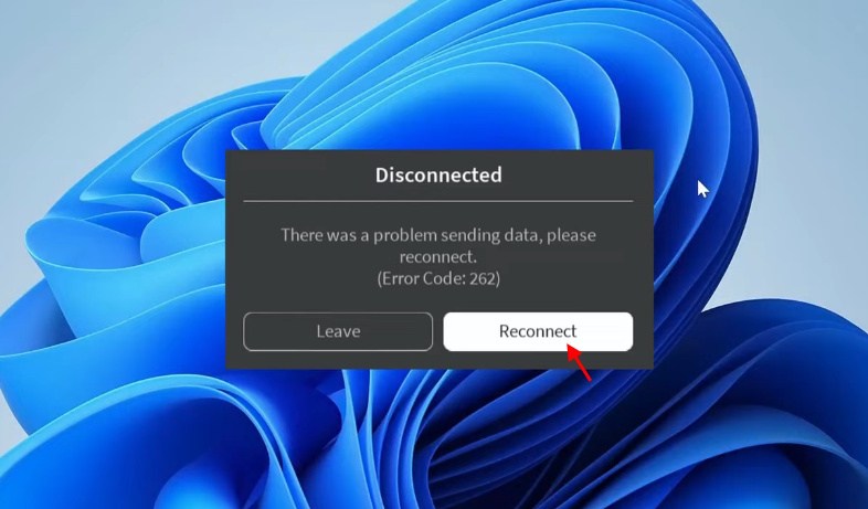 Reconnect option in error code 262 Roblox