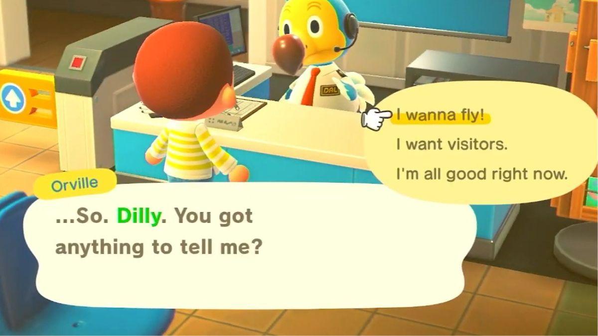 Select I Wanna Fly option in Animal Crossing New Horizons