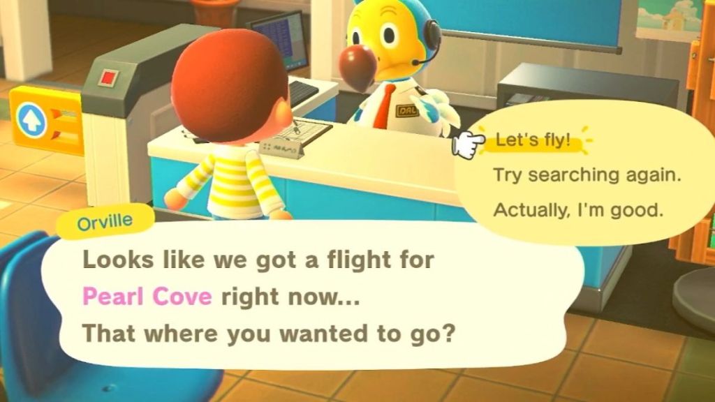 Select Let's Fly in Animal Crossing New Horizons
