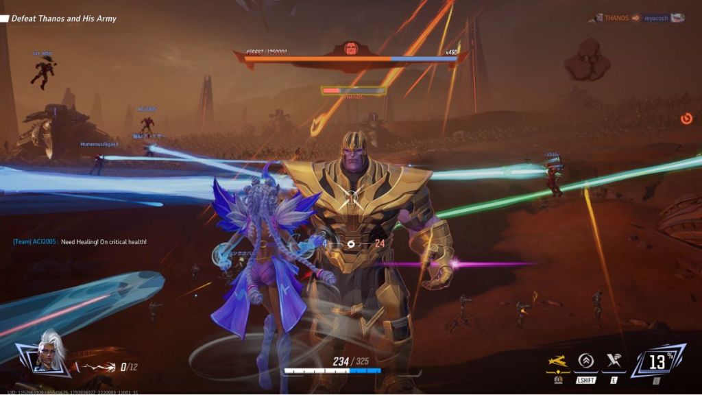 Storm fighting against Thanos in Avengers Endgame PvE mode in Marvel Rivals