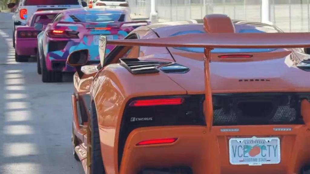 a convoy of vehicles resembling those from GTA 6