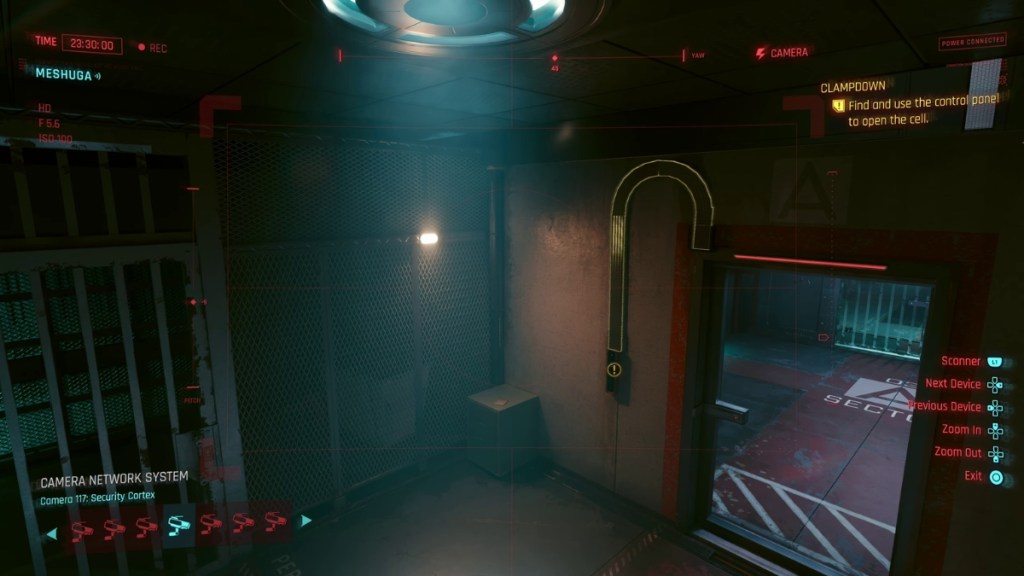 Hacking Security Cortex Cam in Cyberpunk 2077