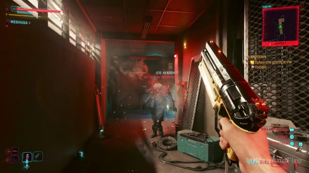 Defeating guards in corridor in Cyberpunk 2077
