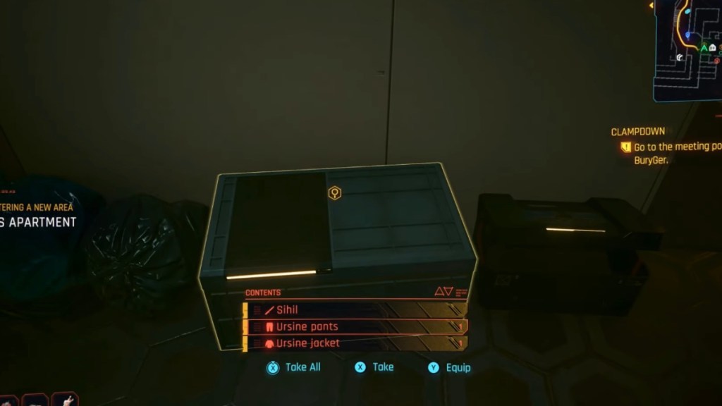 Ariadne's package with The Witcher 3 gear in Cyberpunk 2077.