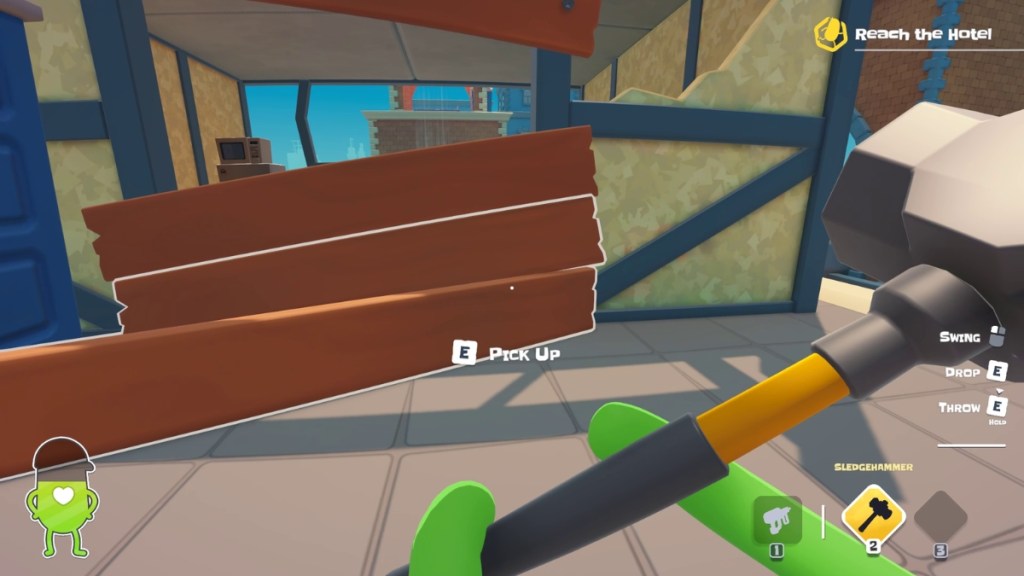 Player Smashing with Hammer in Dumb Ways to Build