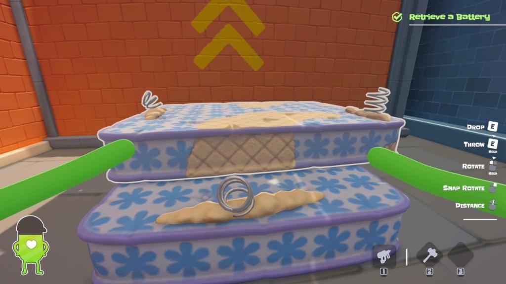 Player placing mattress in Dumb Ways to Build