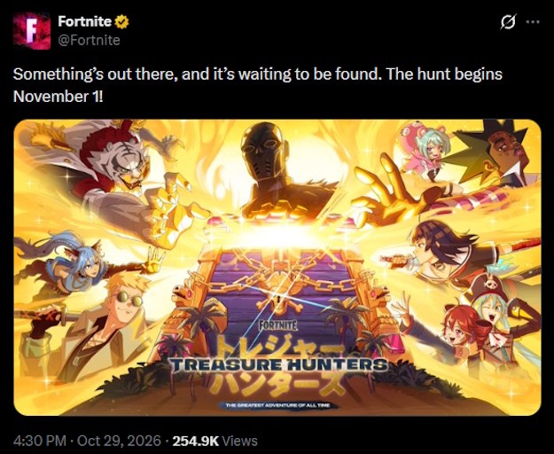 fortnite treasure hunters release date tweet