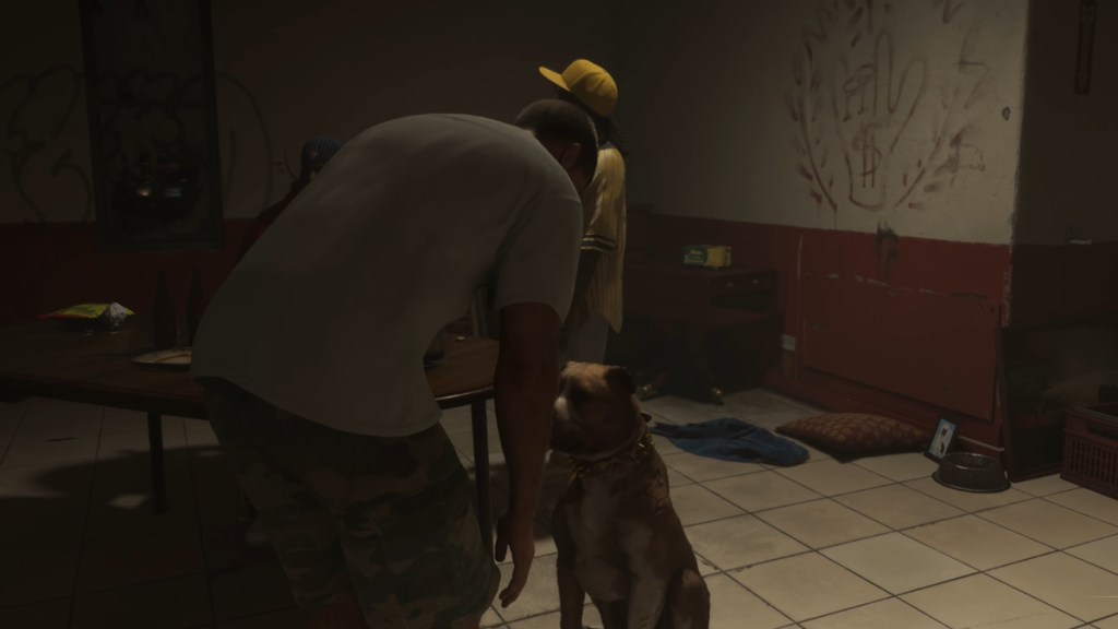Jason petting a dog in GTA 6 Extended Look.