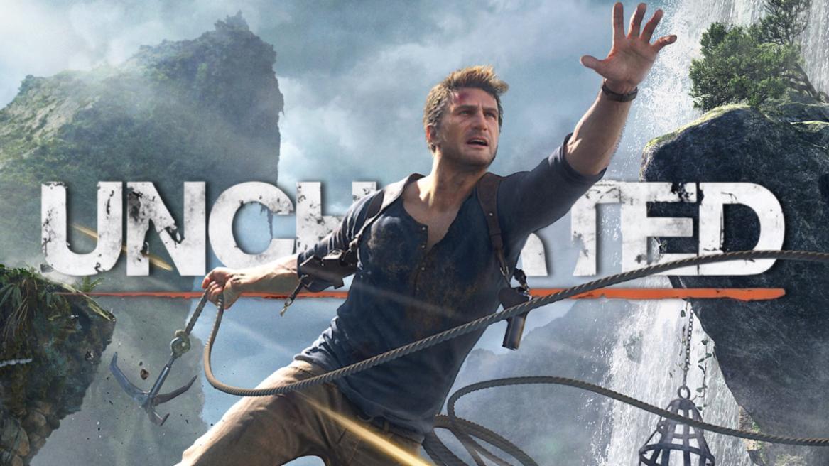Uncharted 4: A Thief's End screenshot with Nathan Drake jumping across platforms.