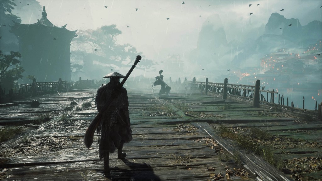 Protagonist Soul entering a boss arena in Phantom Blade Zero.