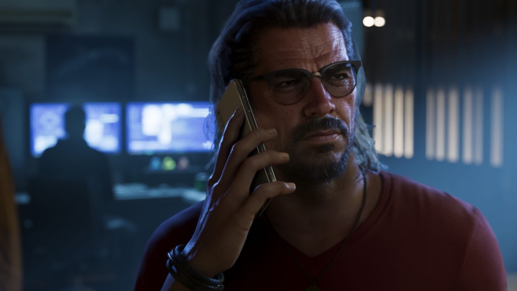 Raul Bautista calling someone with his in-game phone in GTA 6.