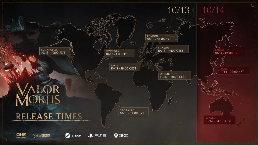 Valor Mortis global release times.