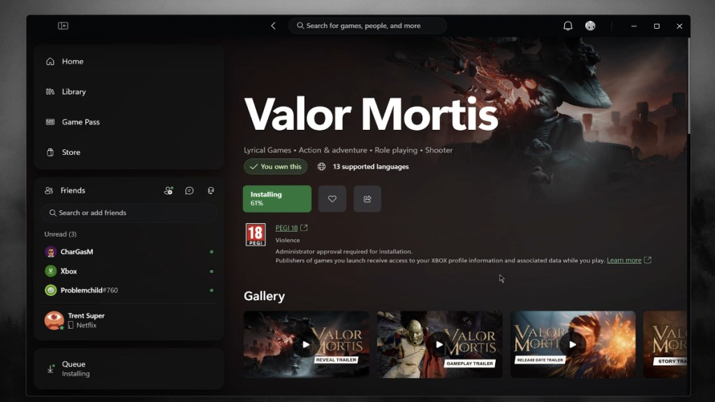 Valor Mortis on the new Xbox PC app.